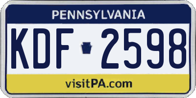 PA license plate KDF2598