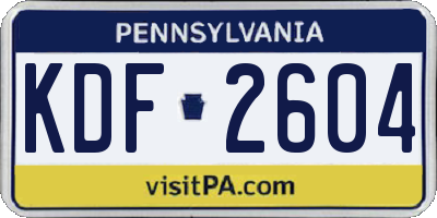 PA license plate KDF2604