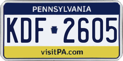 PA license plate KDF2605