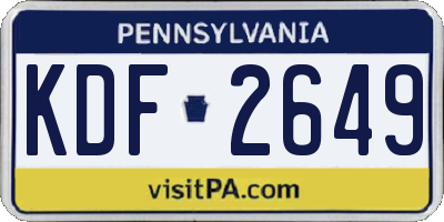 PA license plate KDF2649