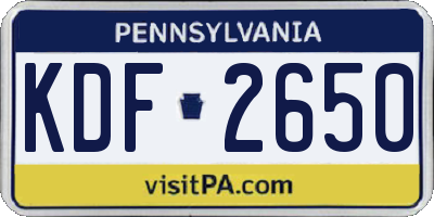 PA license plate KDF2650