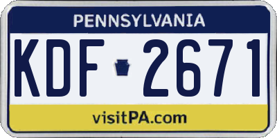 PA license plate KDF2671