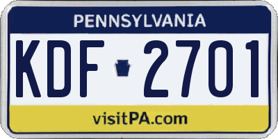PA license plate KDF2701
