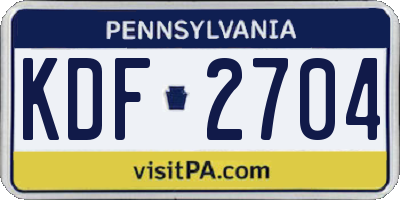 PA license plate KDF2704