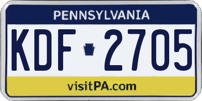 PA license plate KDF2705