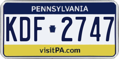 PA license plate KDF2747