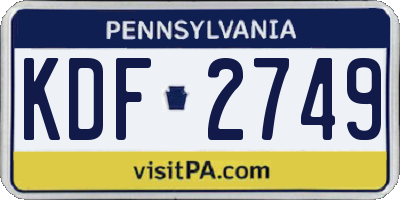 PA license plate KDF2749
