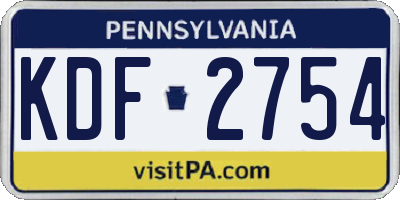 PA license plate KDF2754