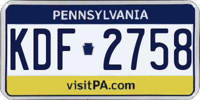 PA license plate KDF2758