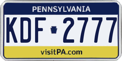 PA license plate KDF2777