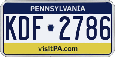 PA license plate KDF2786