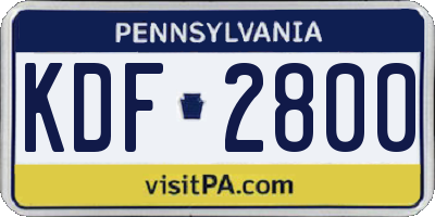 PA license plate KDF2800