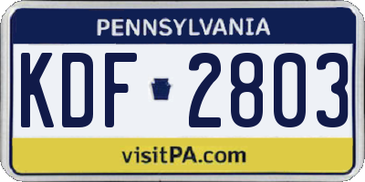 PA license plate KDF2803