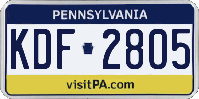 PA license plate KDF2805