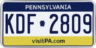 PA license plate KDF2809