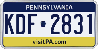 PA license plate KDF2831