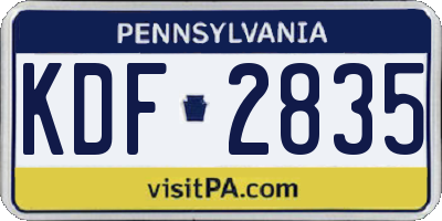 PA license plate KDF2835