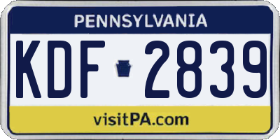 PA license plate KDF2839