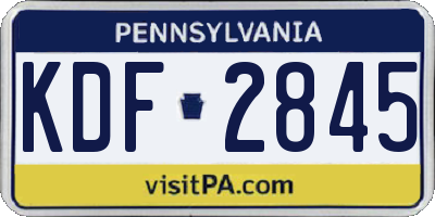 PA license plate KDF2845