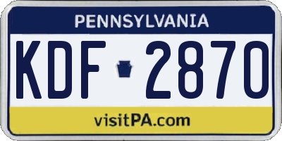 PA license plate KDF2870