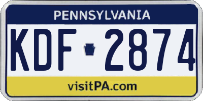 PA license plate KDF2874