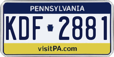 PA license plate KDF2881