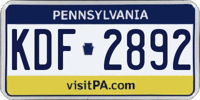PA license plate KDF2892