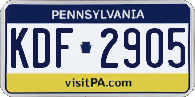 PA license plate KDF2905