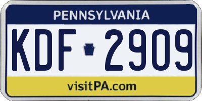 PA license plate KDF2909