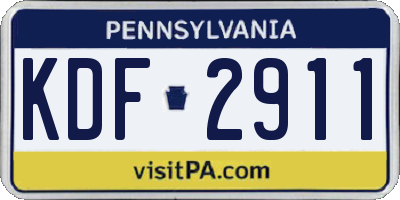 PA license plate KDF2911