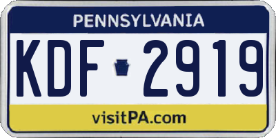 PA license plate KDF2919