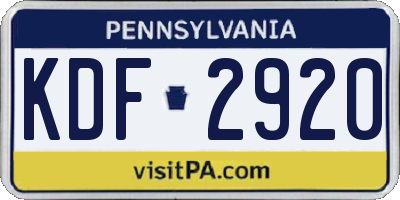 PA license plate KDF2920
