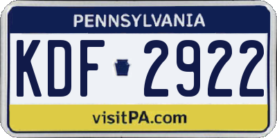 PA license plate KDF2922