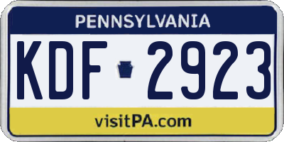 PA license plate KDF2923