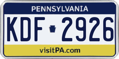 PA license plate KDF2926