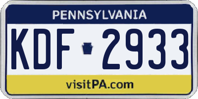 PA license plate KDF2933