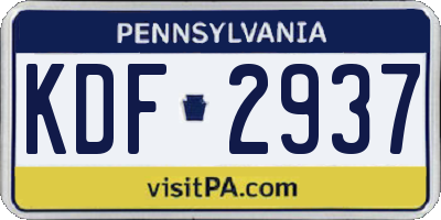 PA license plate KDF2937