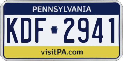 PA license plate KDF2941