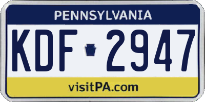 PA license plate KDF2947
