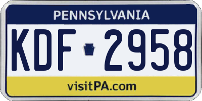 PA license plate KDF2958