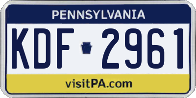PA license plate KDF2961
