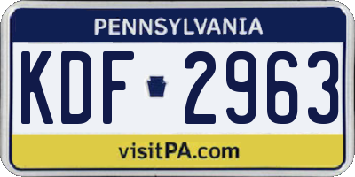 PA license plate KDF2963