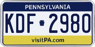 PA license plate KDF2980