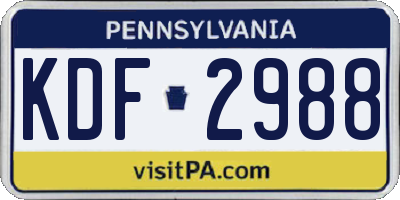 PA license plate KDF2988
