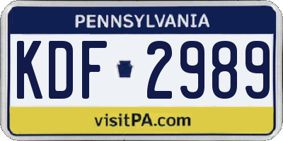 PA license plate KDF2989