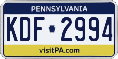 PA license plate KDF2994