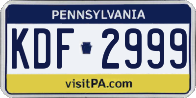 PA license plate KDF2999