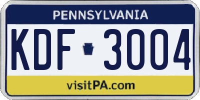 PA license plate KDF3004