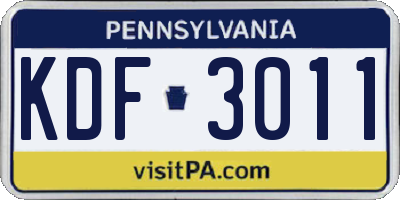 PA license plate KDF3011