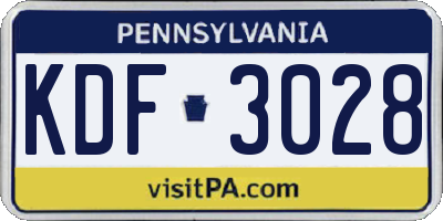 PA license plate KDF3028